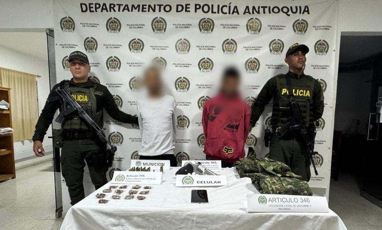 Capturados en Betulia. Foto/Policía Antioquia