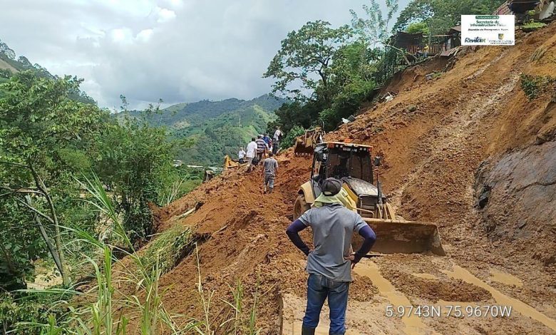 Vías afectadas por las lluvias en Antioquia. Foto/Secretaría de Infraestructura
