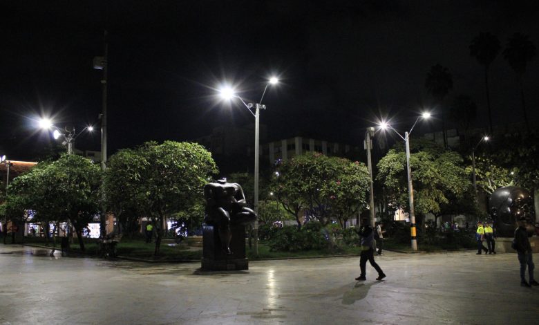 Iluminación Plaza de Botero. Foto/ Alcaldía de Medellín