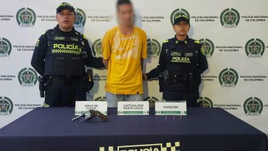 Capturado en Bello, por porte ilegal de armadas de fugo. Foto: Policía Metropolitana