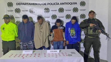 Capturados presuntos integrante de la Banda El Mesa, en Sonson. Foto/ Policía Antioquia