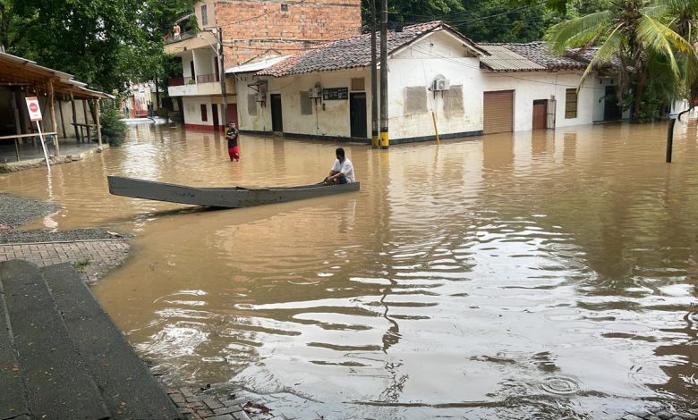 Corregimiento Bolombolo de Venecia, Antioquia. Afectado por creciente del Río Cauca. Foto/ Alcaldía local
