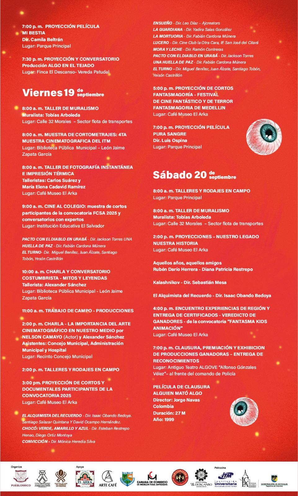 Pogramación Festival de Cine del Suroeste.