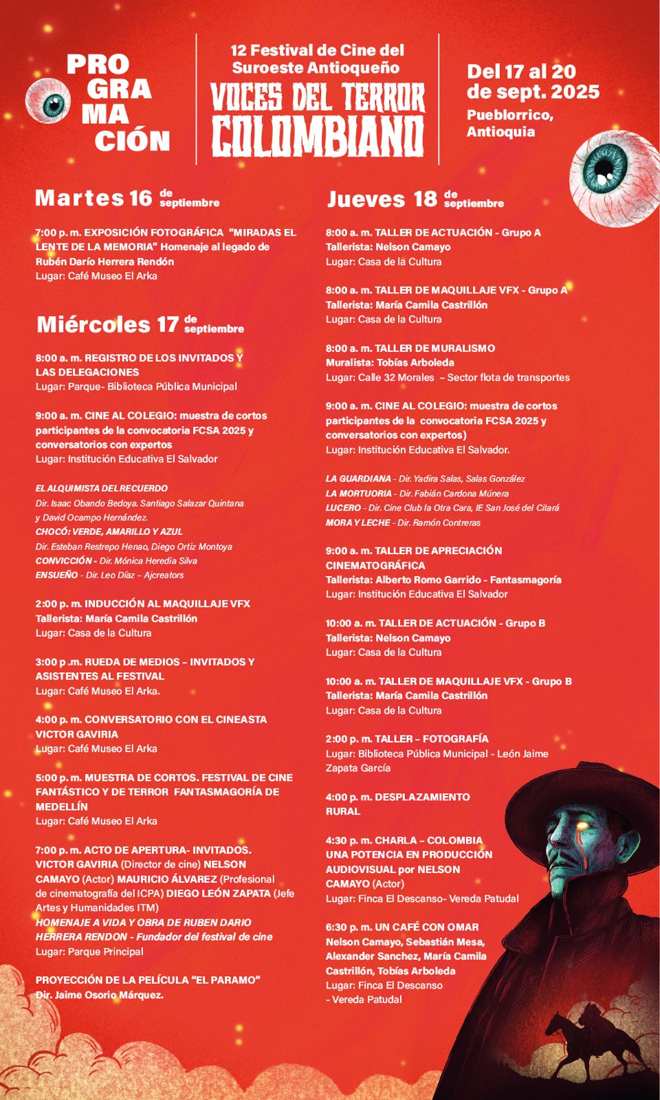 Pogramación Festival de Cine del Suroeste.