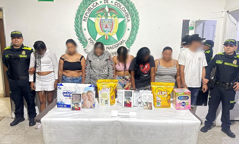 6 mujeres y un hombre fueron capturados por explotación infantil y concierto para delinquir. Foto/ Alcaldía