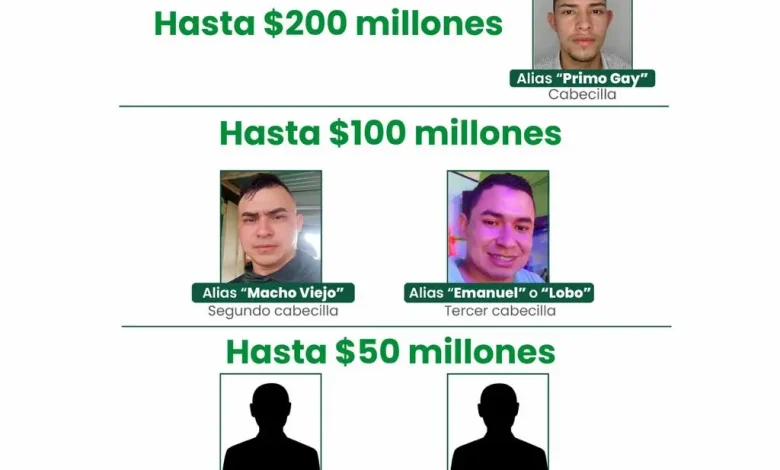 Ellos son los más buscados en Antioquia. Foto/Gobernación